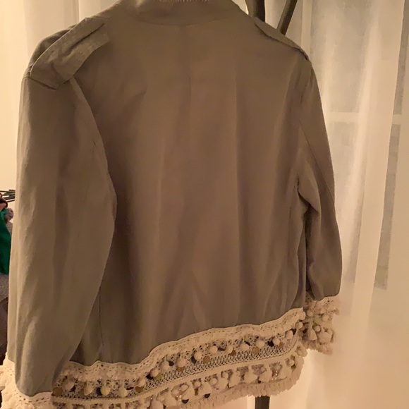 Zara Utility Fringe Pom Pom Jacket Size M - Picture 4 of 6